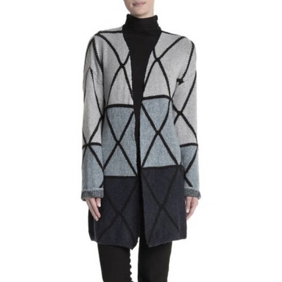 Joseph Open Front Cardigan Sweater Long Sleeve geometric design large NEW - Picture 1 of 7